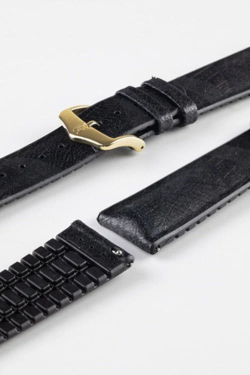 Hirsch LEAF Vegan Performance Rubber Watch Strap in BLACK - Image 8