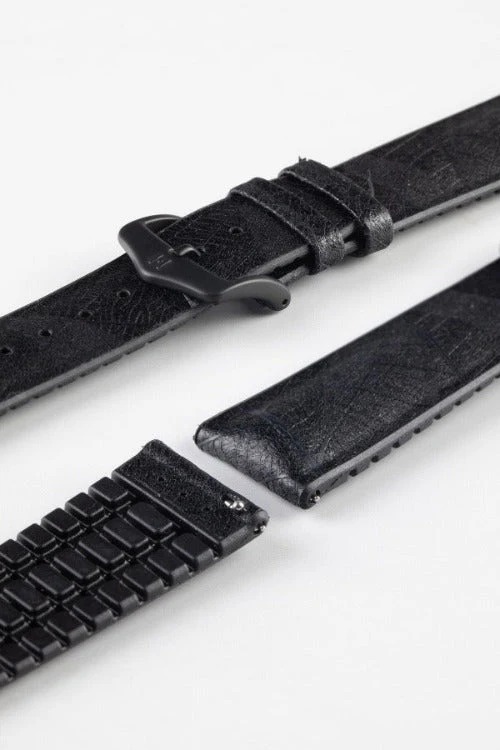 Hirsch LEAF Vegan Performance Rubber Watch Strap in BLACK - Image 9