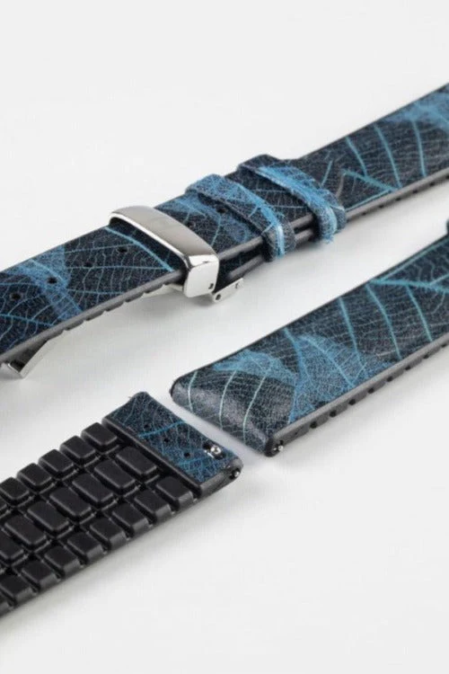 Hirsch LEAF Vegan Performance Rubber Watch Strap in BLUE/BLACK - Image 11