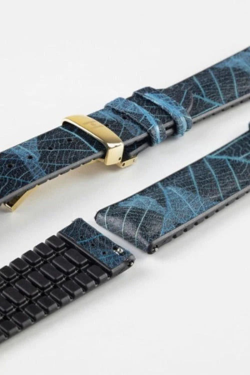 Hirsch LEAF Vegan Performance Rubber Watch Strap in BLUE/BLACK - Image 12