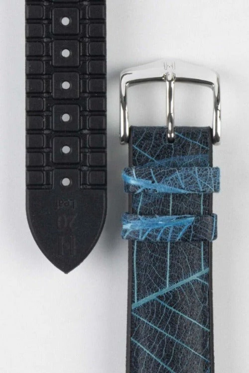 Hirsch LEAF Vegan Performance Rubber Watch Strap in BLUE/BLACK - Image 3