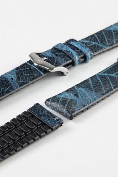 Hirsch LEAF Vegan Performance Rubber Watch Strap in BLUE/BLACK - Image 7