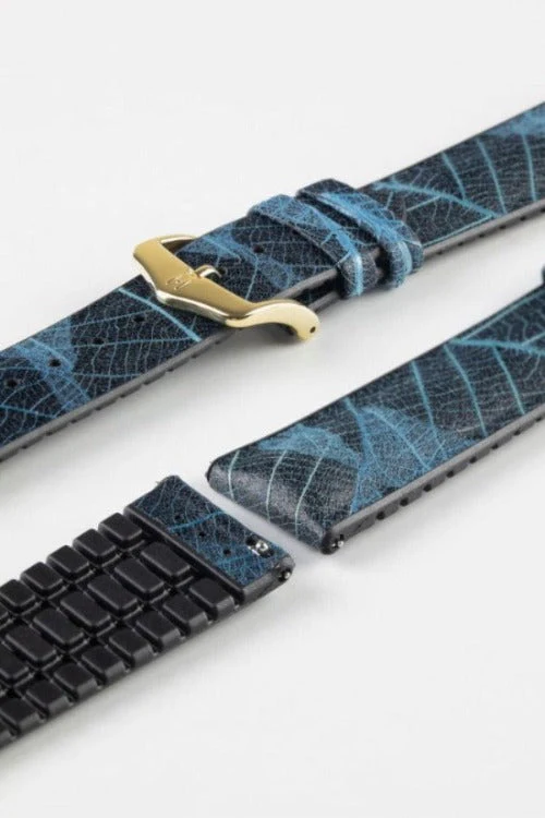 Hirsch LEAF Vegan Performance Rubber Watch Strap in BLUE/BLACK - Image 8