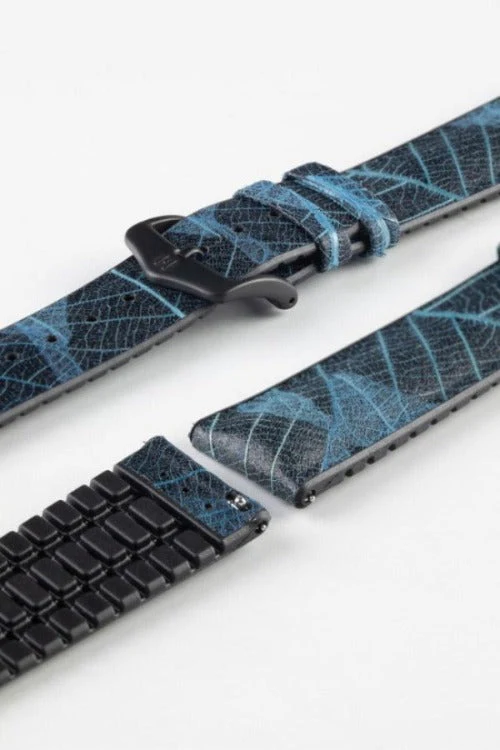 Hirsch LEAF Vegan Performance Rubber Watch Strap in BLUE/BLACK - Image 9