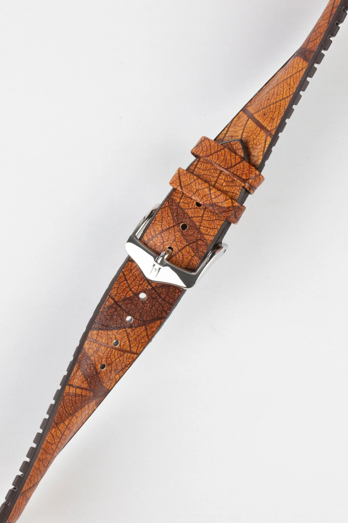 Hirsch LEAF Vegan Performance Rubber Watch Strap in BROWN - Image 5