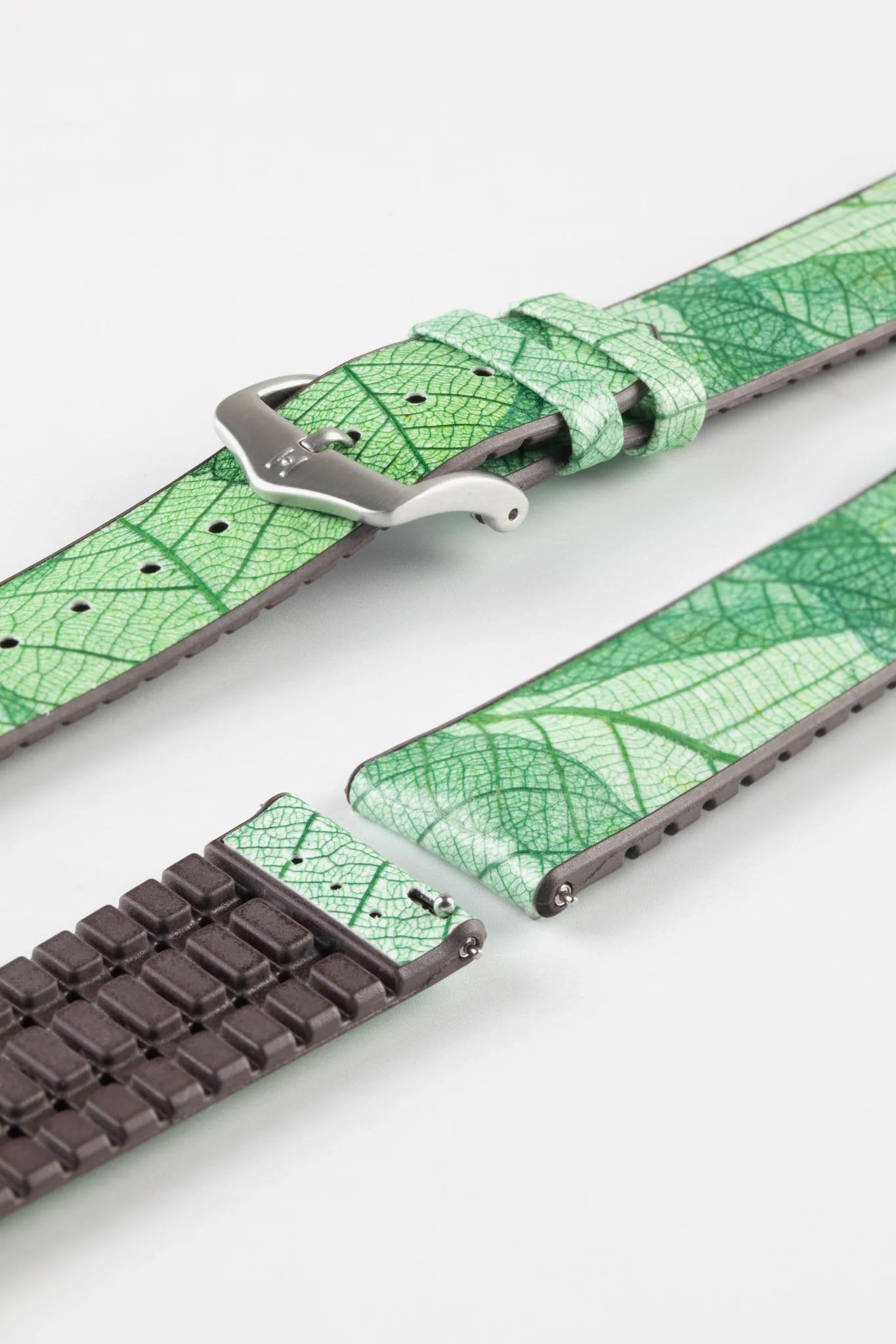 Hirsch LEAF Vegan Performance Rubber Watch Strap in GREEN - Image 10