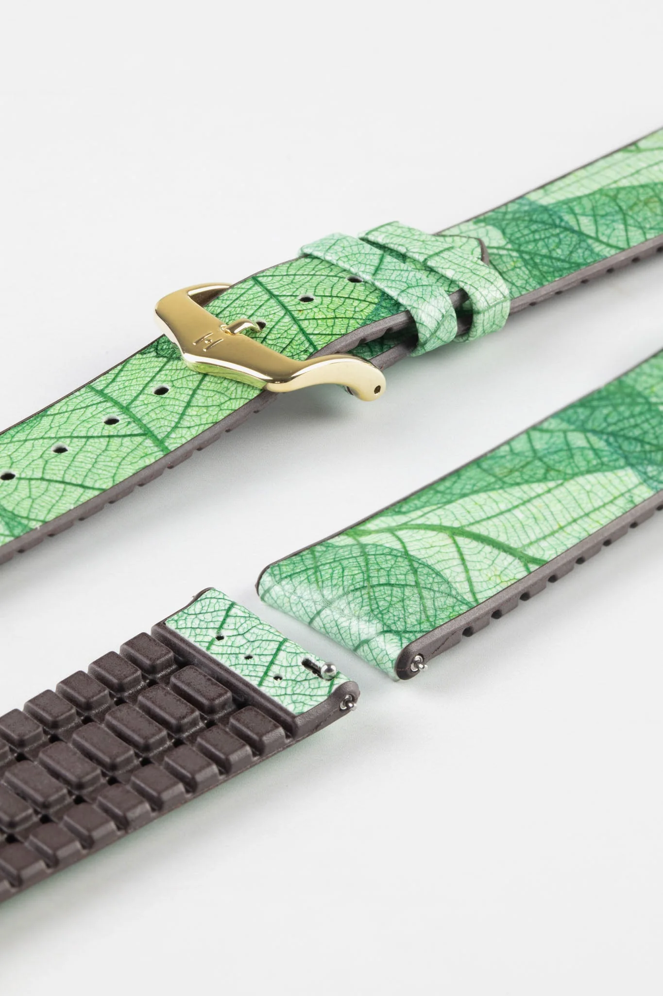 Hirsch LEAF Vegan Performance Rubber Watch Strap in GREEN - Image 8