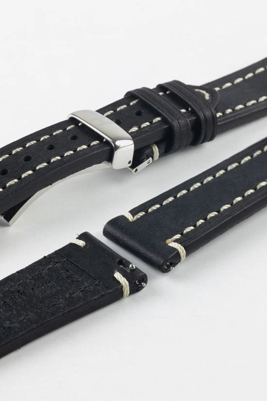 Hirsch LIBERTY Leather Watch Strap in BLACK - Image 11