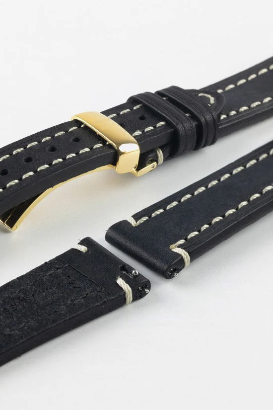Hirsch LIBERTY Leather Watch Strap in BLACK - Image 12