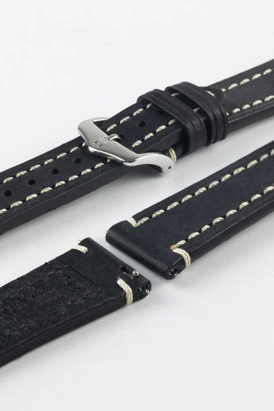 Hirsch LIBERTY Leather Watch Strap in BLACK - Image 7