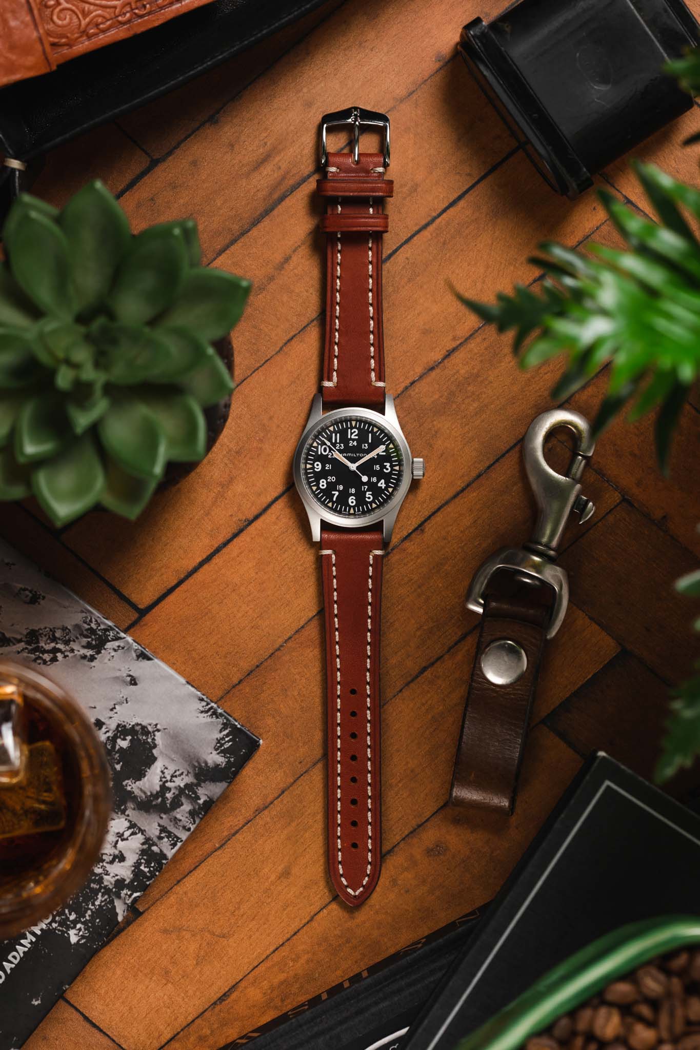 Hirsch LIBERTY Leather Watch Strap in GOLD BROWN - Image 6