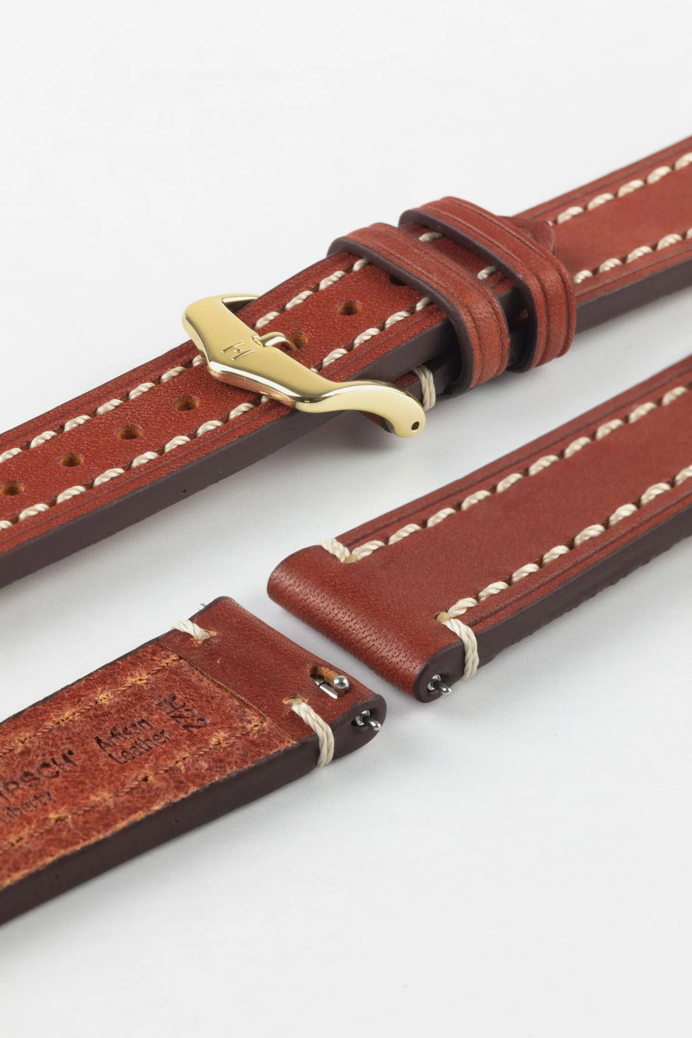 Hirsch LIBERTY Leather Watch Strap in GOLD BROWN - Image 8