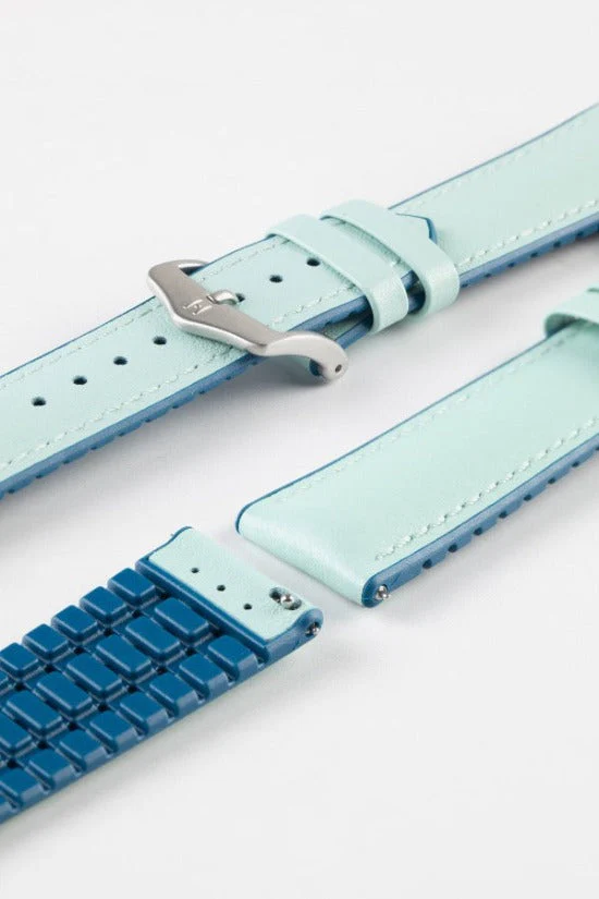 Hirsch LINDSEY Ladies Leather & Rubber Performance Watch Strap in BLUE/PETROL - Image 10