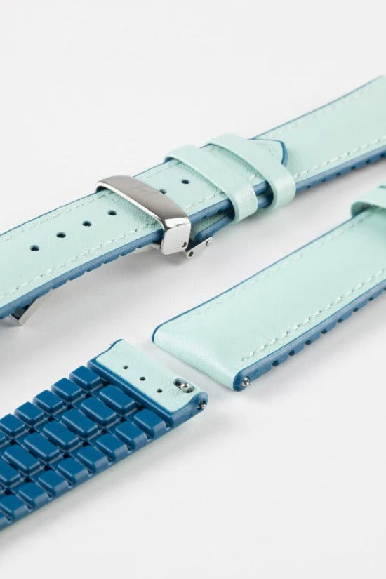 Hirsch LINDSEY Ladies Leather & Rubber Performance Watch Strap in BLUE/PETROL - Image 11