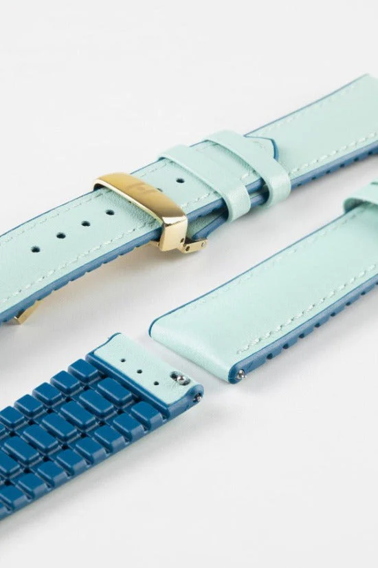 Hirsch LINDSEY Ladies Leather & Rubber Performance Watch Strap in BLUE/PETROL - Image 12