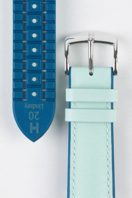 Hirsch LINDSEY Ladies Leather & Rubber Performance Watch Strap in BLUE/PETROL - Image 3