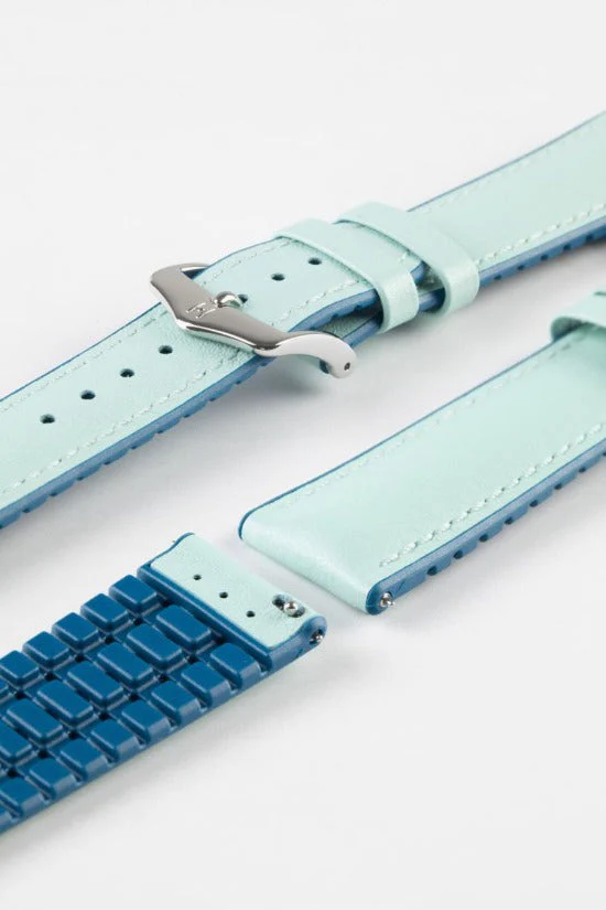 Hirsch LINDSEY Ladies Leather & Rubber Performance Watch Strap in BLUE/PETROL - Image 7