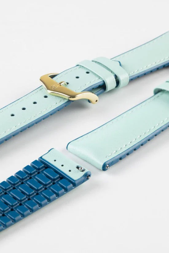 Hirsch LINDSEY Ladies Leather & Rubber Performance Watch Strap in BLUE/PETROL - Image 8