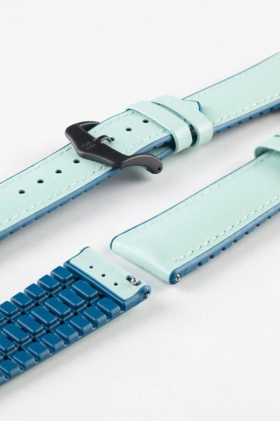 Hirsch LINDSEY Ladies Leather & Rubber Performance Watch Strap in BLUE/PETROL - Image 9