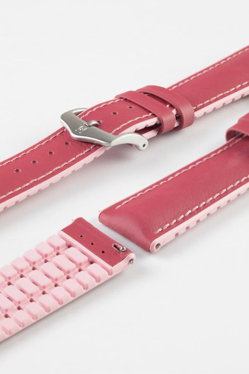 Hirsch LINDSEY Ladies Leather & Rubber Performance Watch Strap in PINK/ROSE - Image 10