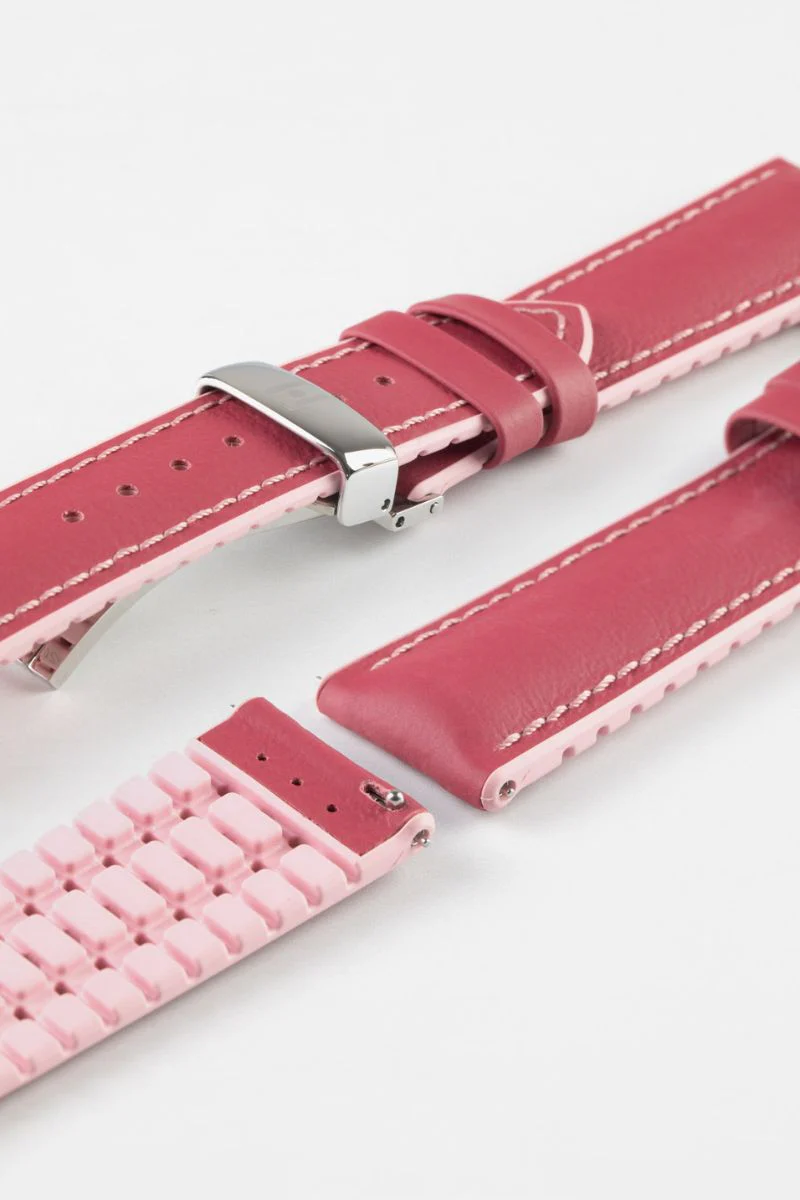 Hirsch LINDSEY Ladies Leather & Rubber Performance Watch Strap in PINK/ROSE - Image 11