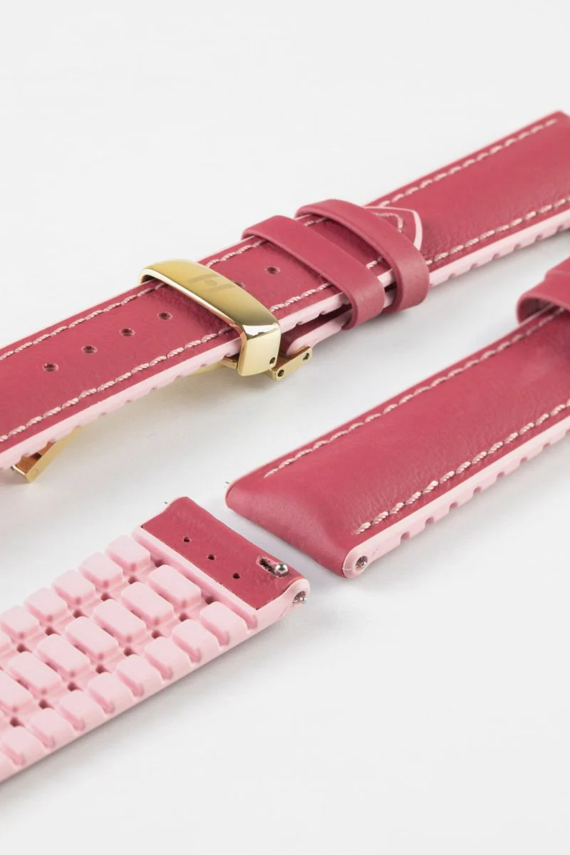 Hirsch LINDSEY Ladies Leather & Rubber Performance Watch Strap in PINK/ROSE - Image 12