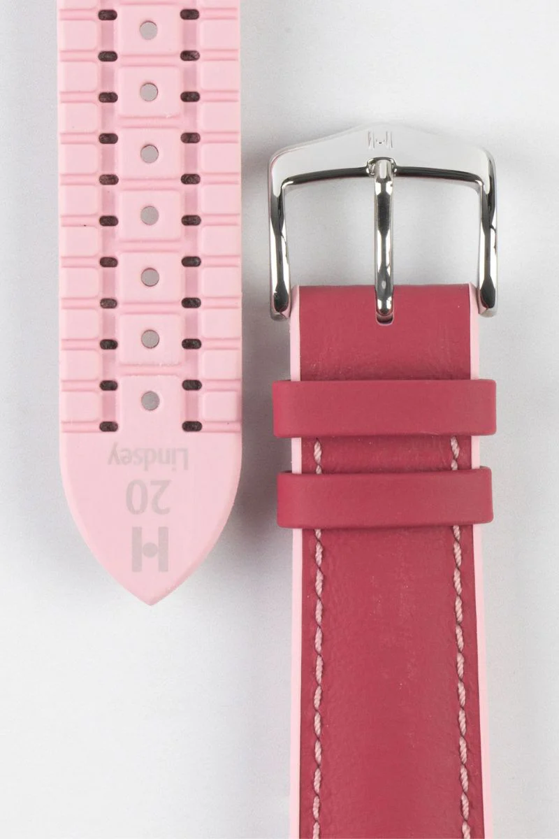Hirsch LINDSEY Ladies Leather & Rubber Performance Watch Strap in PINK/ROSE - Image 3