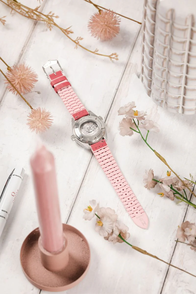 Hirsch LINDSEY Ladies Leather & Rubber Performance Watch Strap in PINK/ROSE - Image 6