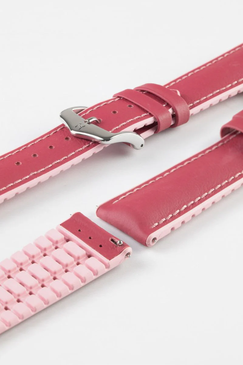 Hirsch LINDSEY Ladies Leather & Rubber Performance Watch Strap in PINK/ROSE - Image 7