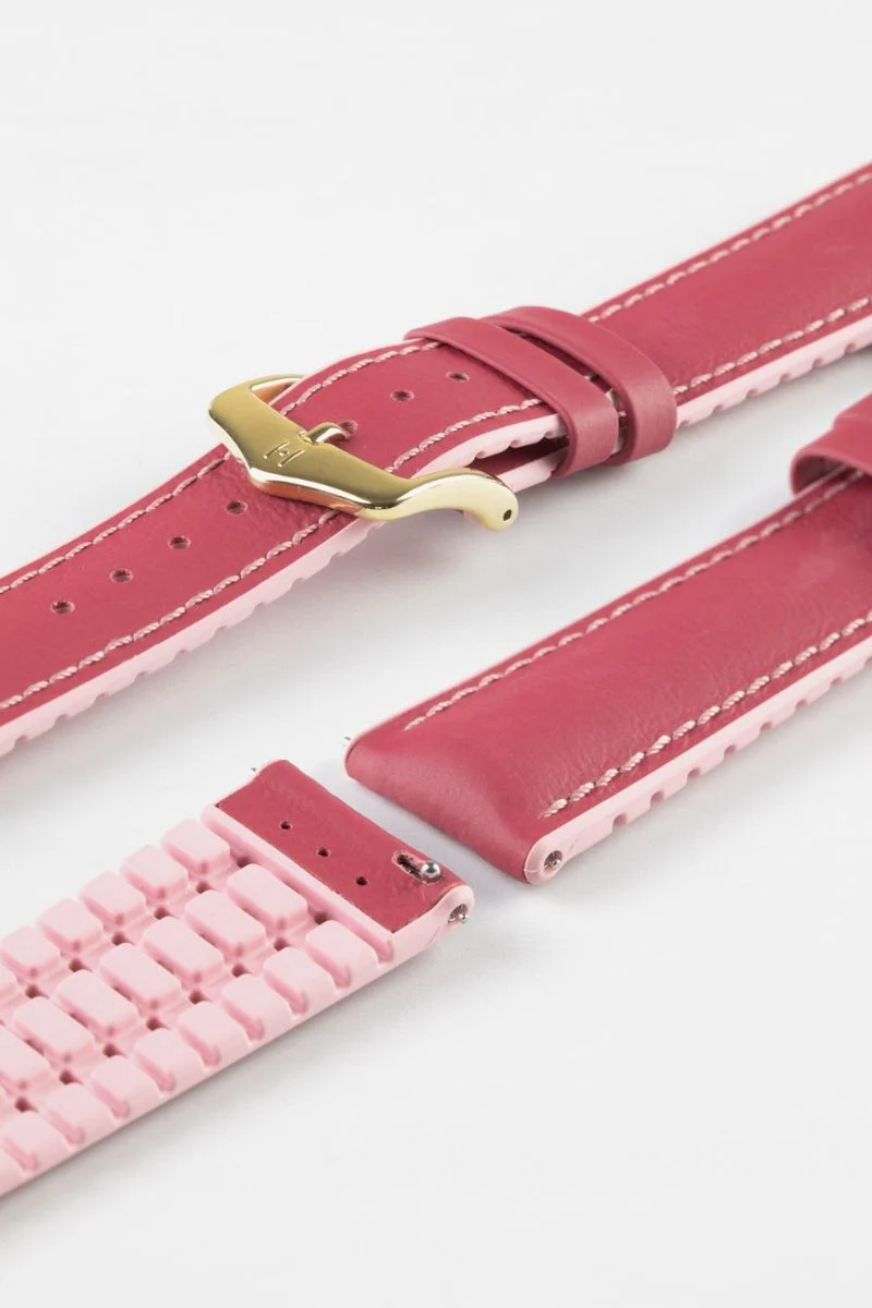 Hirsch LINDSEY Ladies Leather & Rubber Performance Watch Strap in PINK/ROSE - Image 8