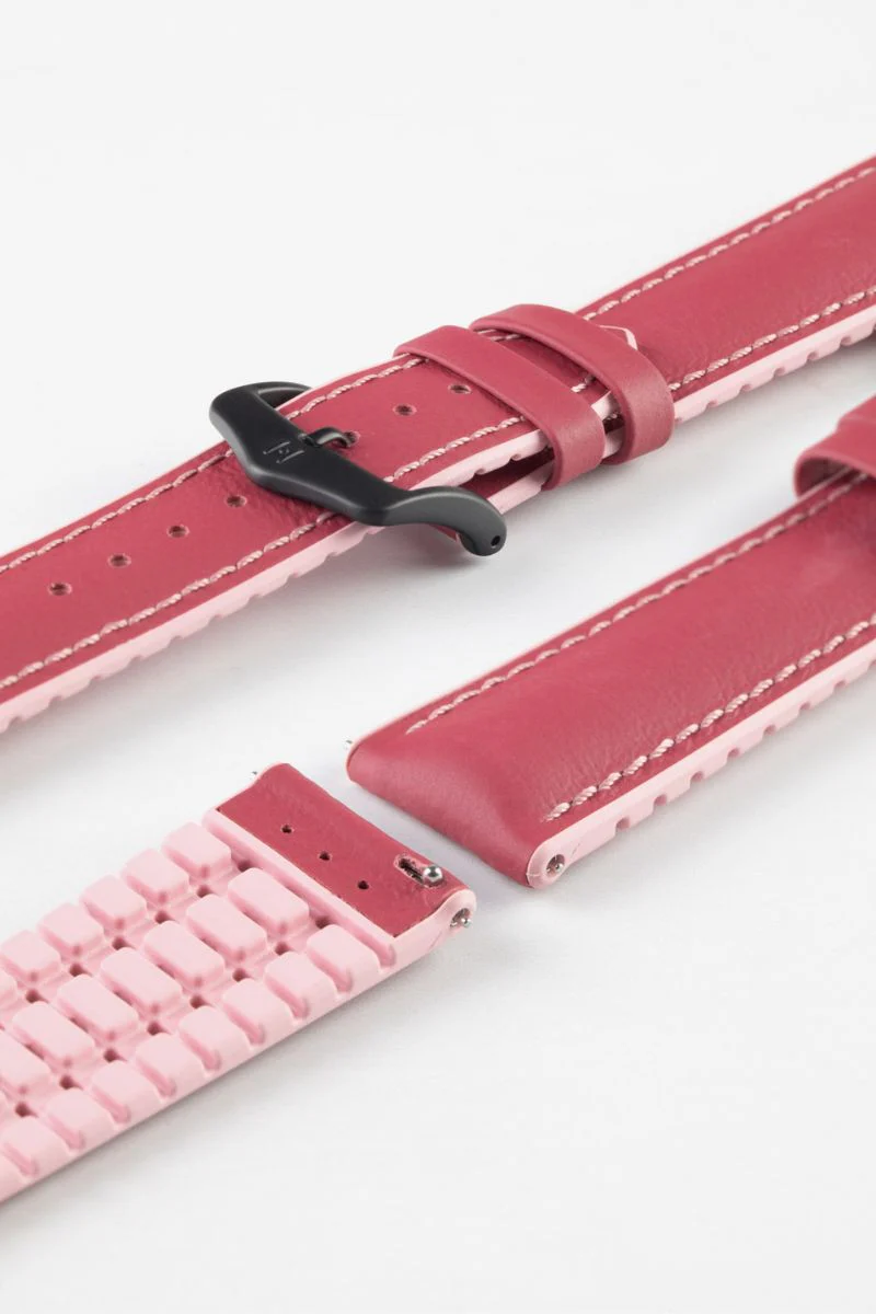 Hirsch LINDSEY Ladies Leather & Rubber Performance Watch Strap in PINK/ROSE - Image 9