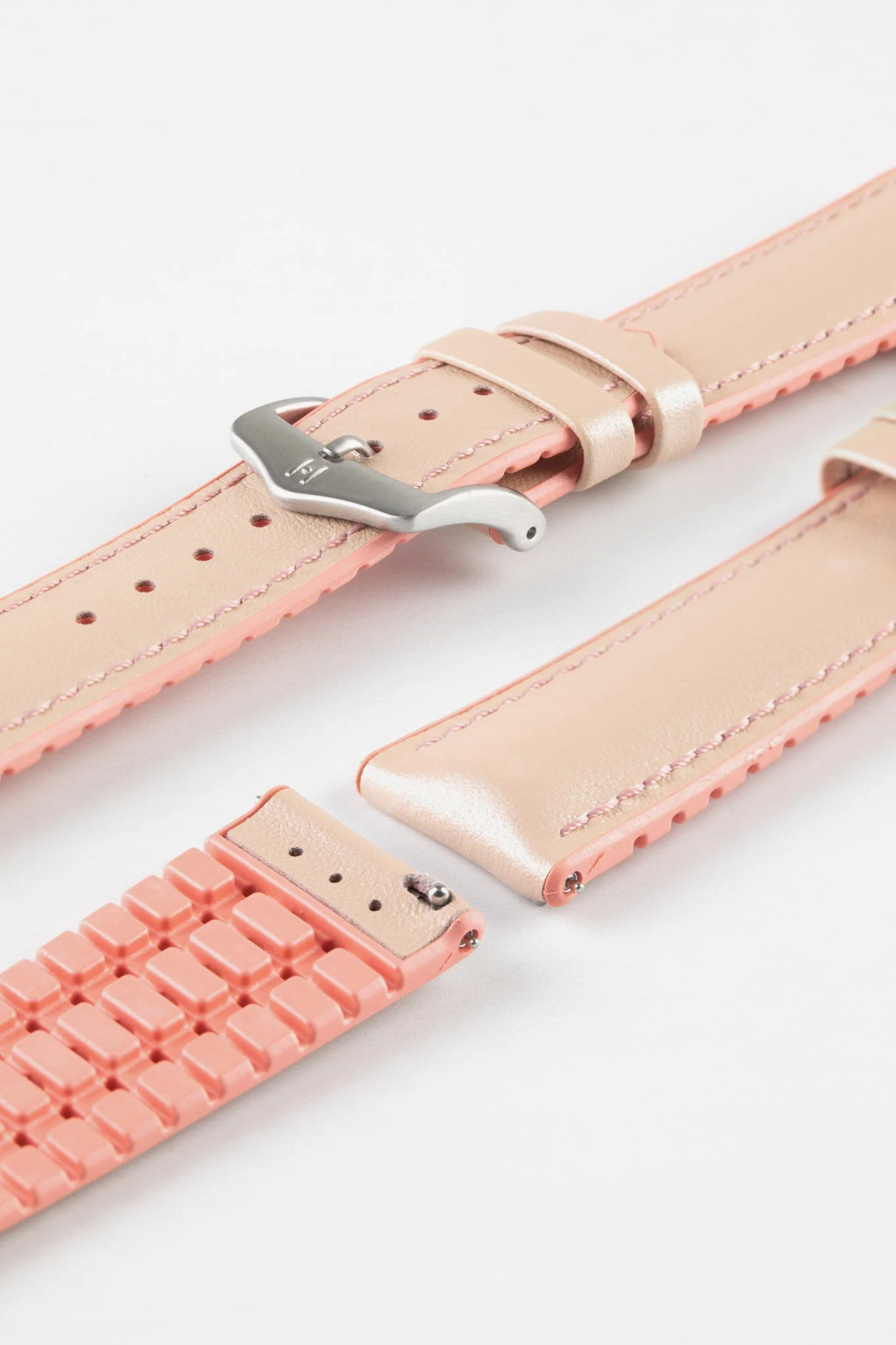 Hirsch LINDSEY Ladies Leather & Rubber Performance Watch Strap in ROSE/APRICOT - Image 10