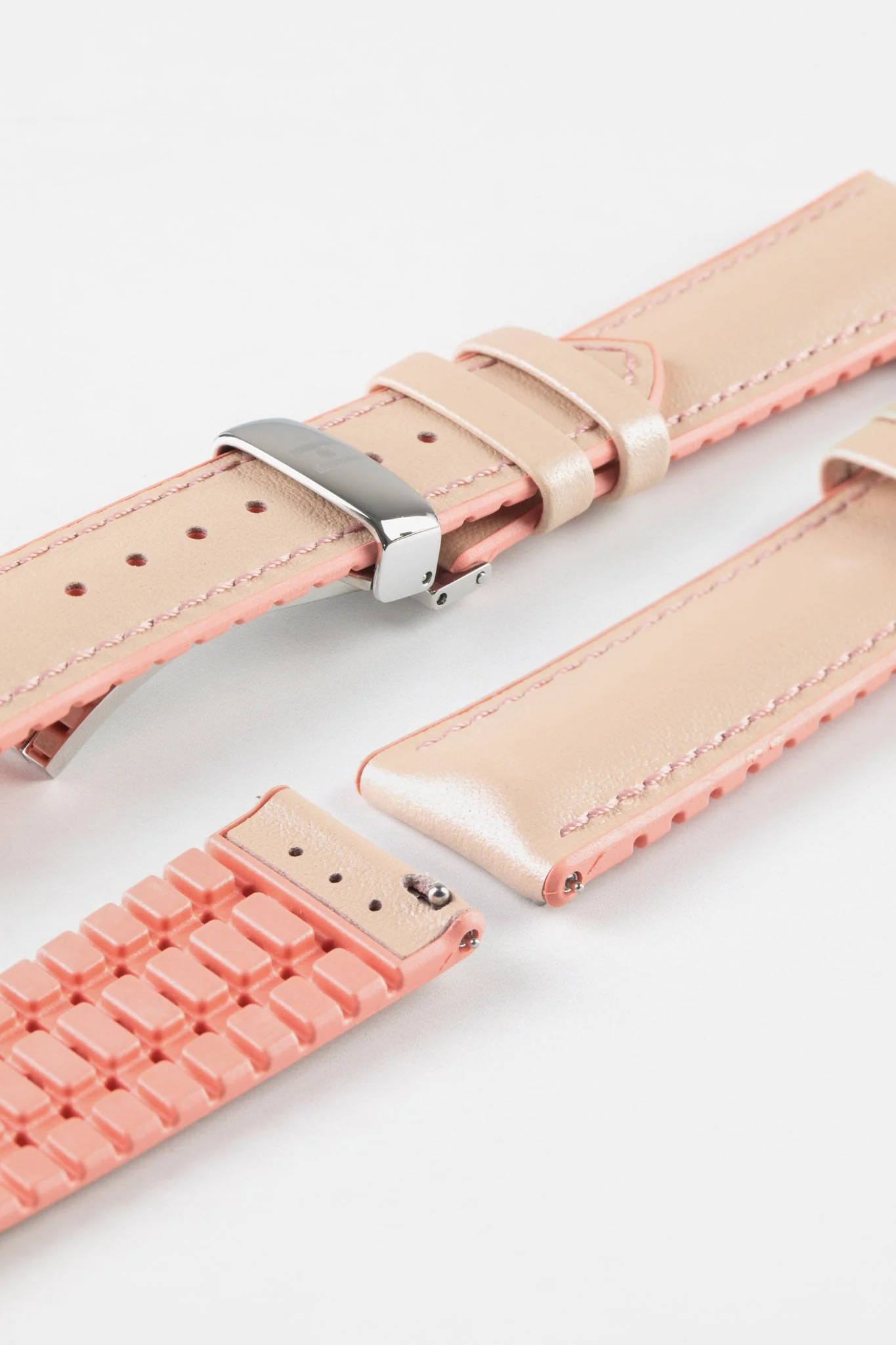 Hirsch LINDSEY Ladies Leather & Rubber Performance Watch Strap in ROSE/APRICOT - Image 11