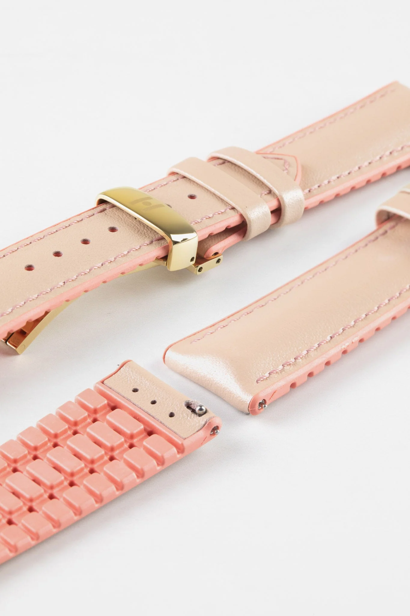 Hirsch LINDSEY Ladies Leather & Rubber Performance Watch Strap in ROSE/APRICOT - Image 12