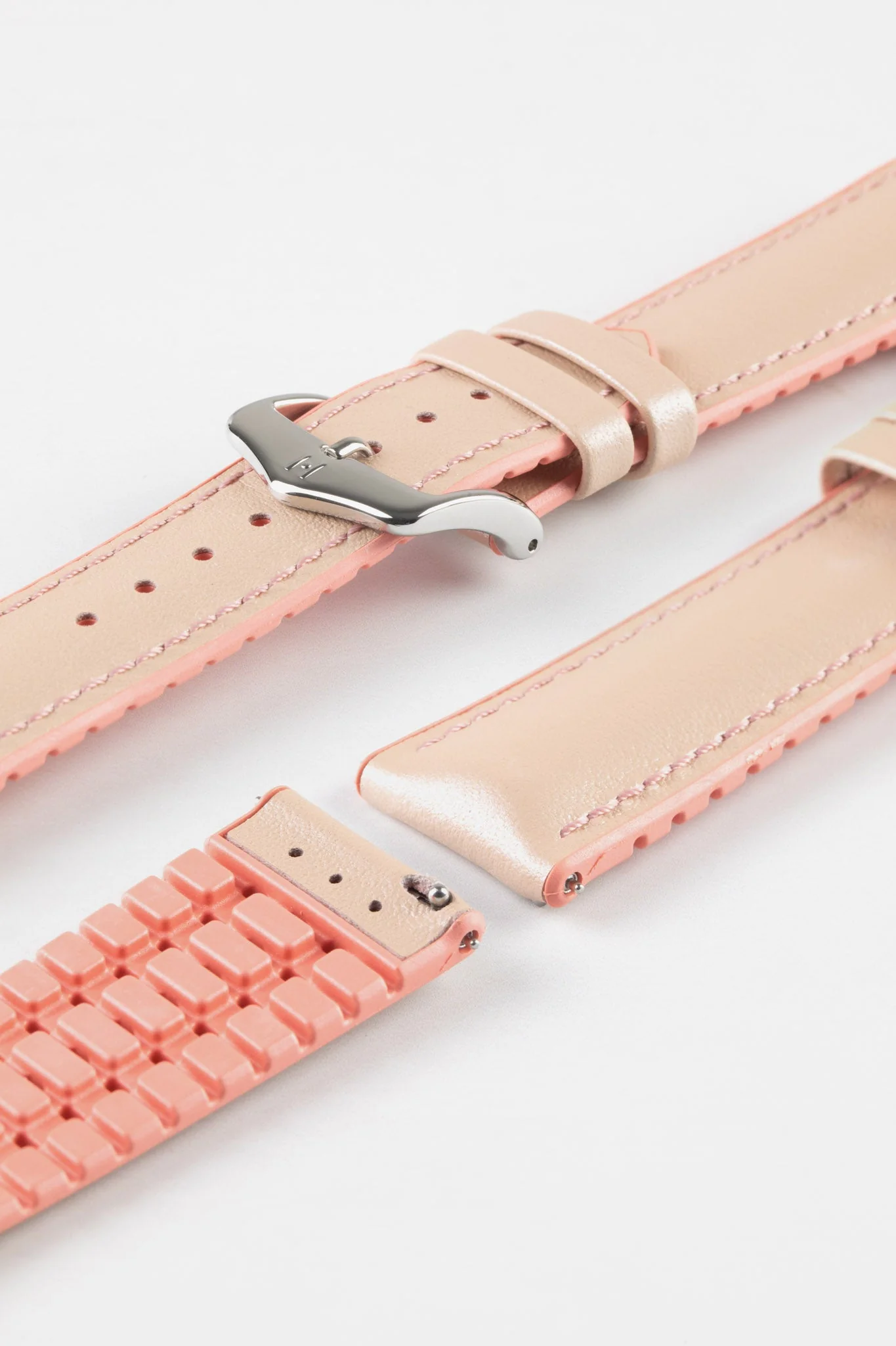 Hirsch LINDSEY Ladies Leather & Rubber Performance Watch Strap in ROSE/APRICOT - Image 7