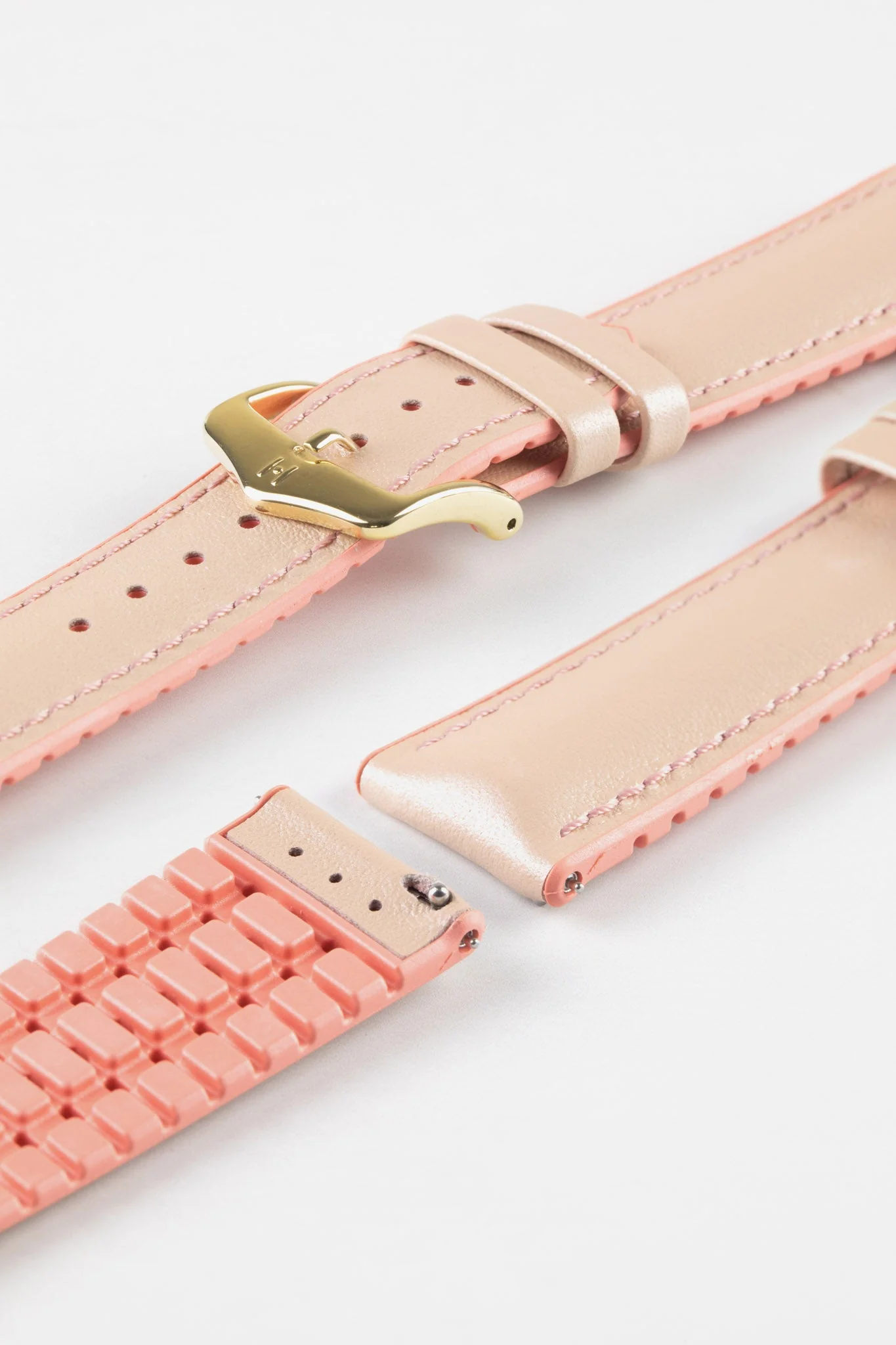Hirsch LINDSEY Ladies Leather & Rubber Performance Watch Strap in ROSE/APRICOT - Image 8