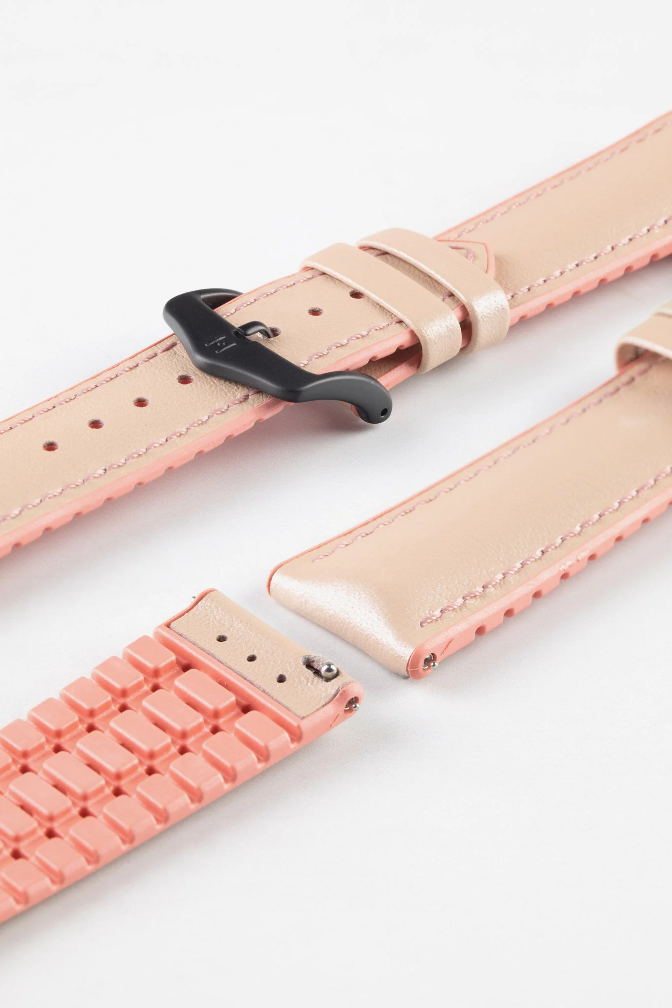 Hirsch LINDSEY Ladies Leather & Rubber Performance Watch Strap in ROSE/APRICOT - Image 9
