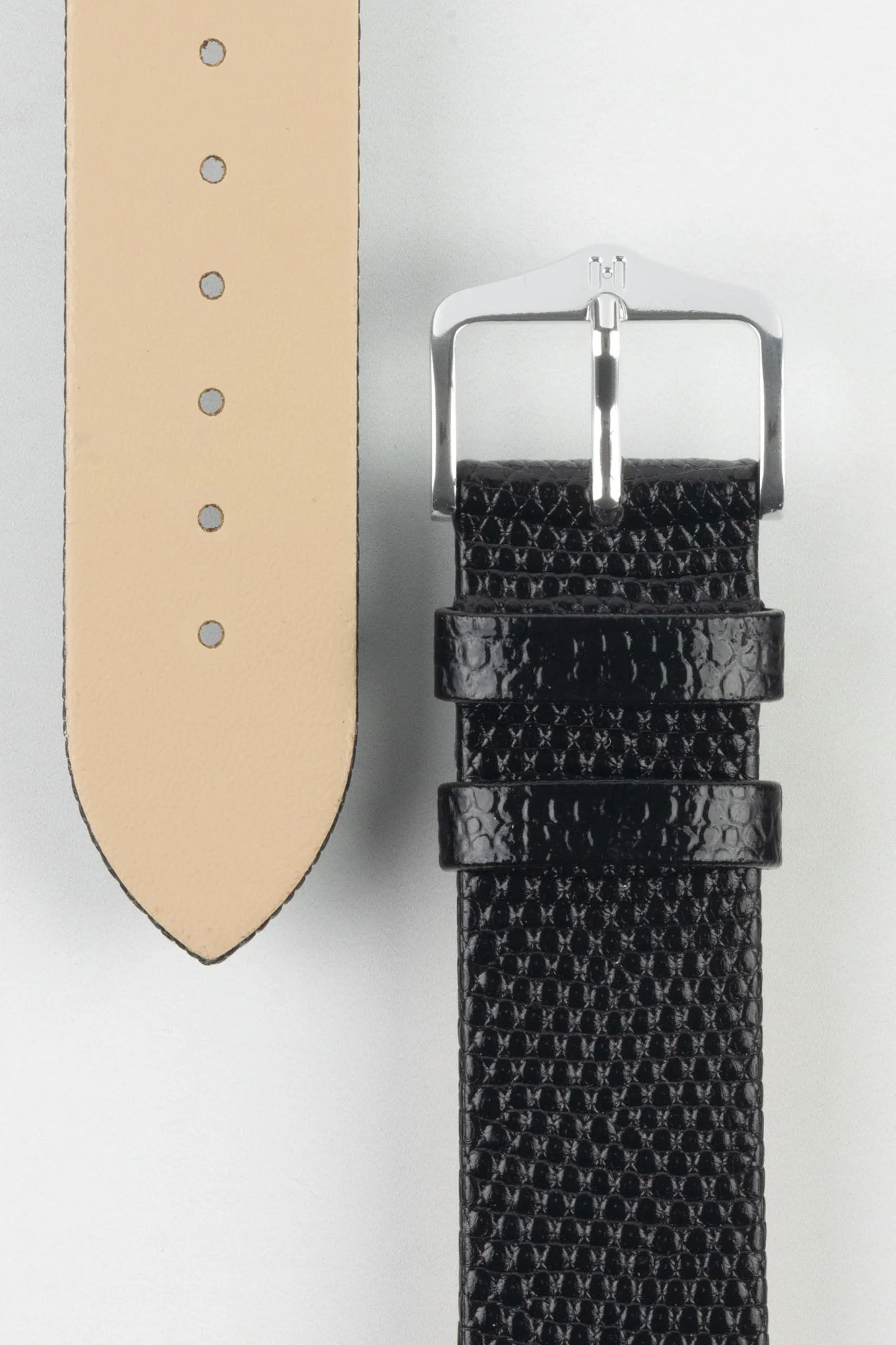 Hirsch LIZARD Leather Watch Strap in BLACK - Image 3