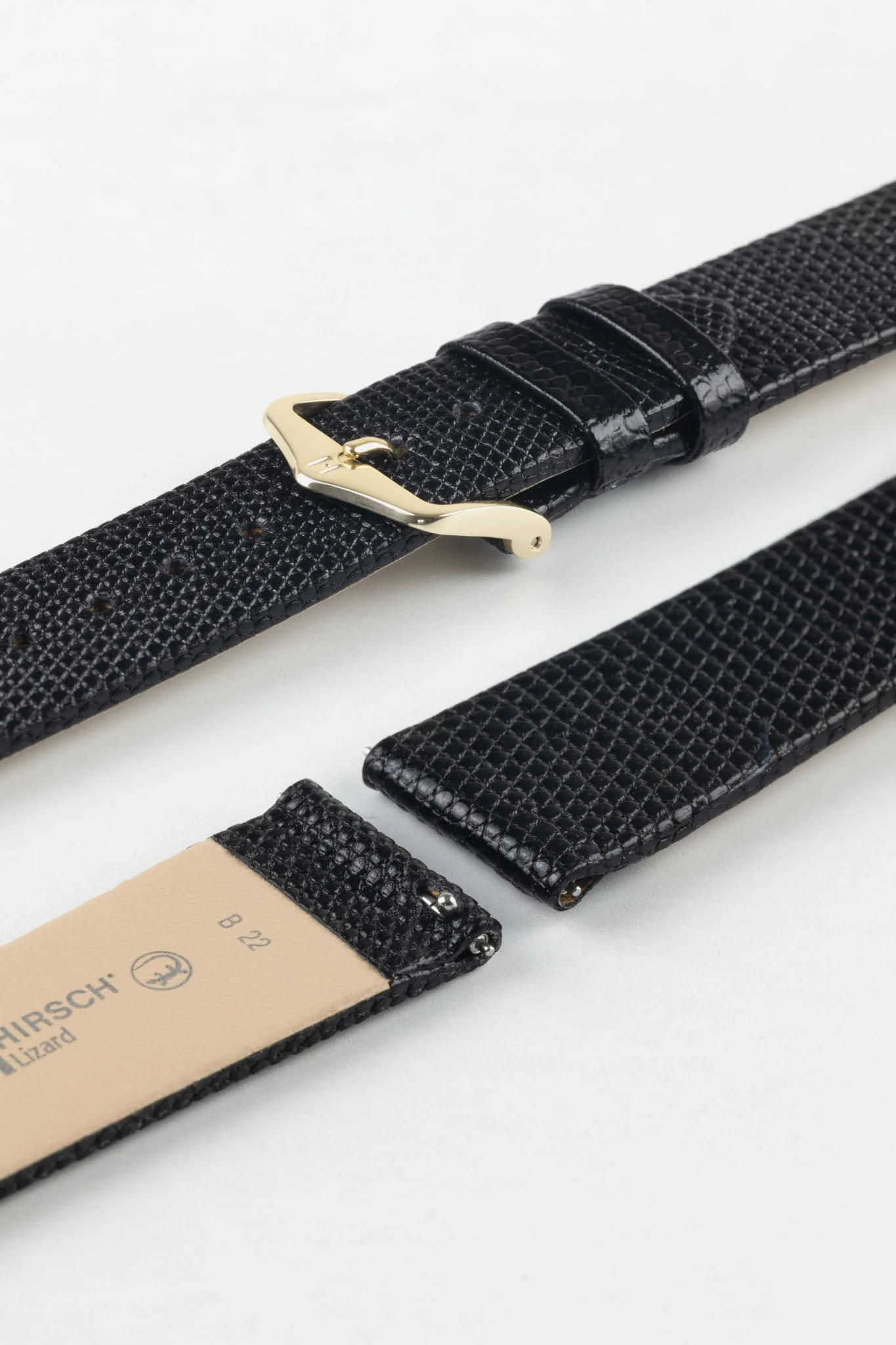 Hirsch LIZARD Leather Watch Strap in BLACK - Image 8