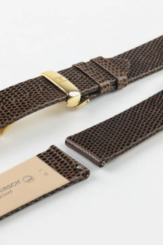 Hirsch LIZARD Leather Watch Strap in BROWN - Image 10