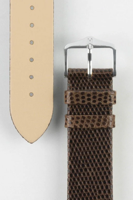 Hirsch LIZARD Leather Watch Strap in BROWN - Image 3