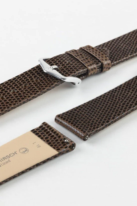 Hirsch LIZARD Leather Watch Strap in BROWN - Image 7