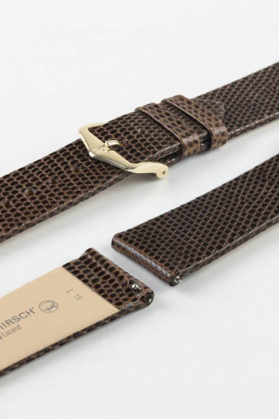 Hirsch LIZARD Leather Watch Strap in BROWN - Image 8