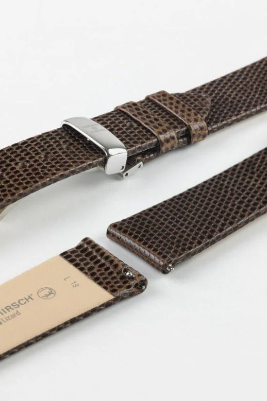 Hirsch LIZARD Leather Watch Strap in BROWN - Image 9