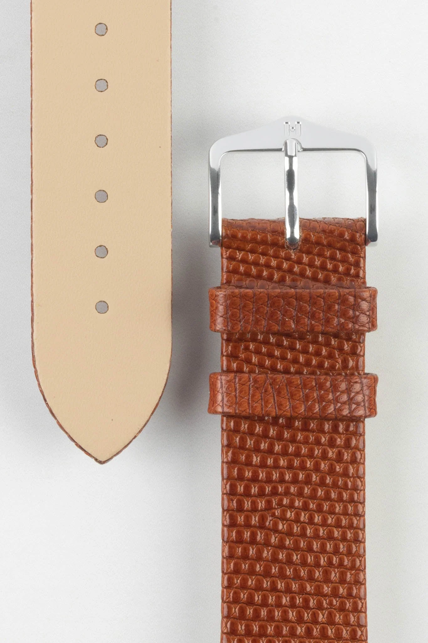 Hirsch LIZARD Leather Watch Strap in GOLD BROWN - Image 3