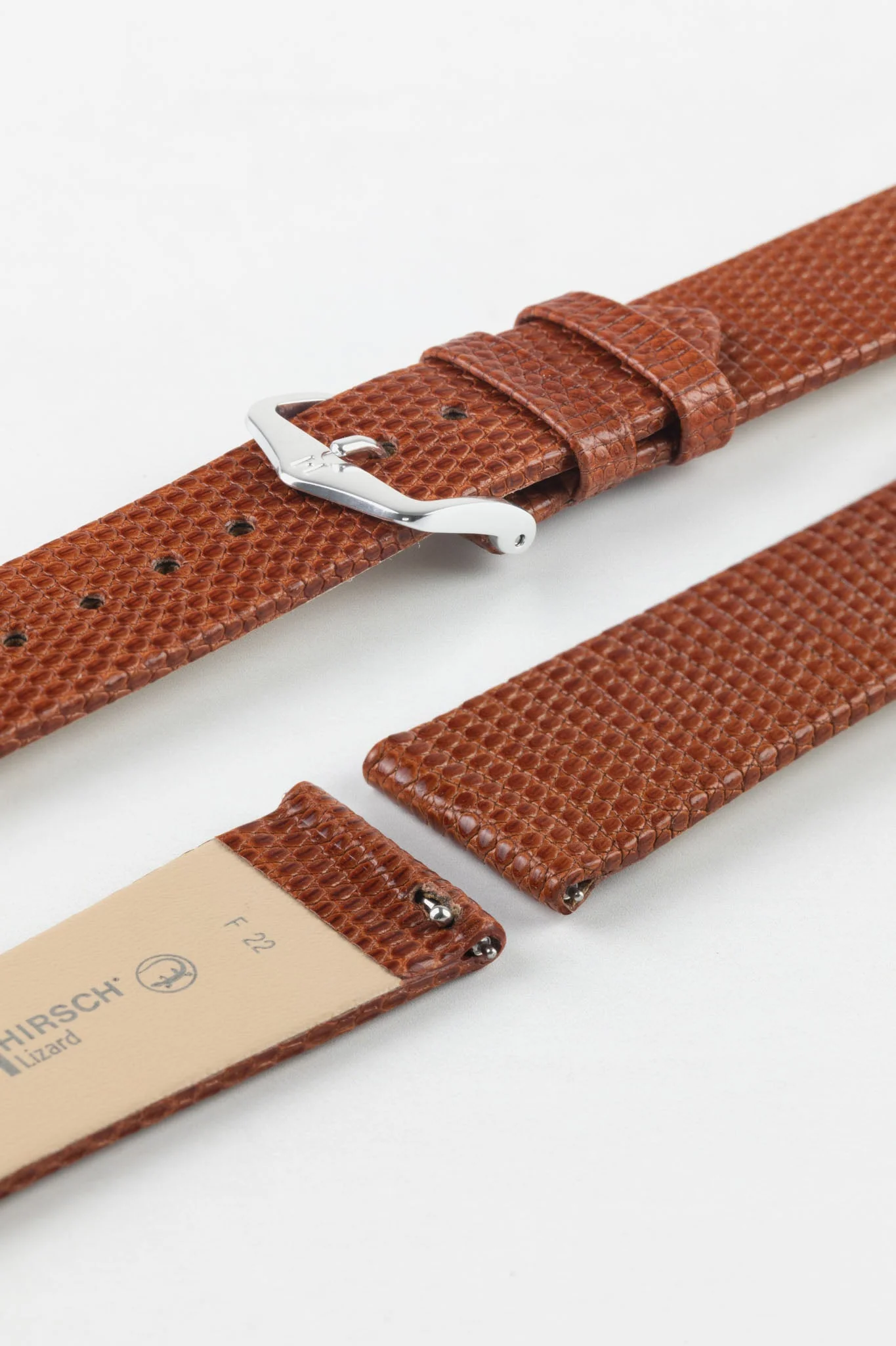 Hirsch LIZARD Leather Watch Strap in GOLD BROWN - Image 7