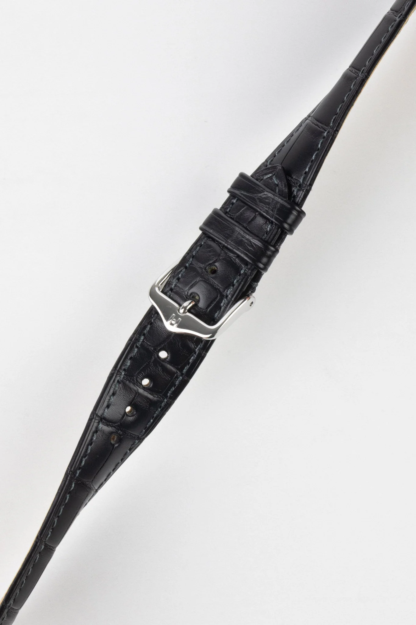 Hirsch LONDON Matt Alligator Leather Watch Strap in BLACK - Image 3