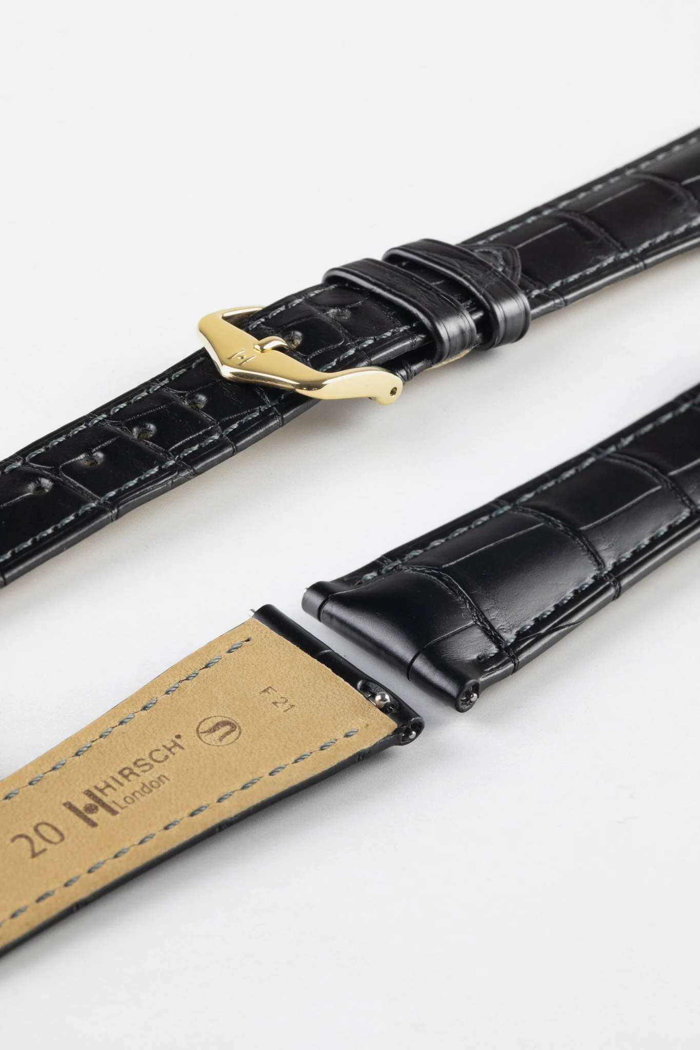 Hirsch LONDON Matt Alligator Leather Watch Strap in BLACK - Image 4