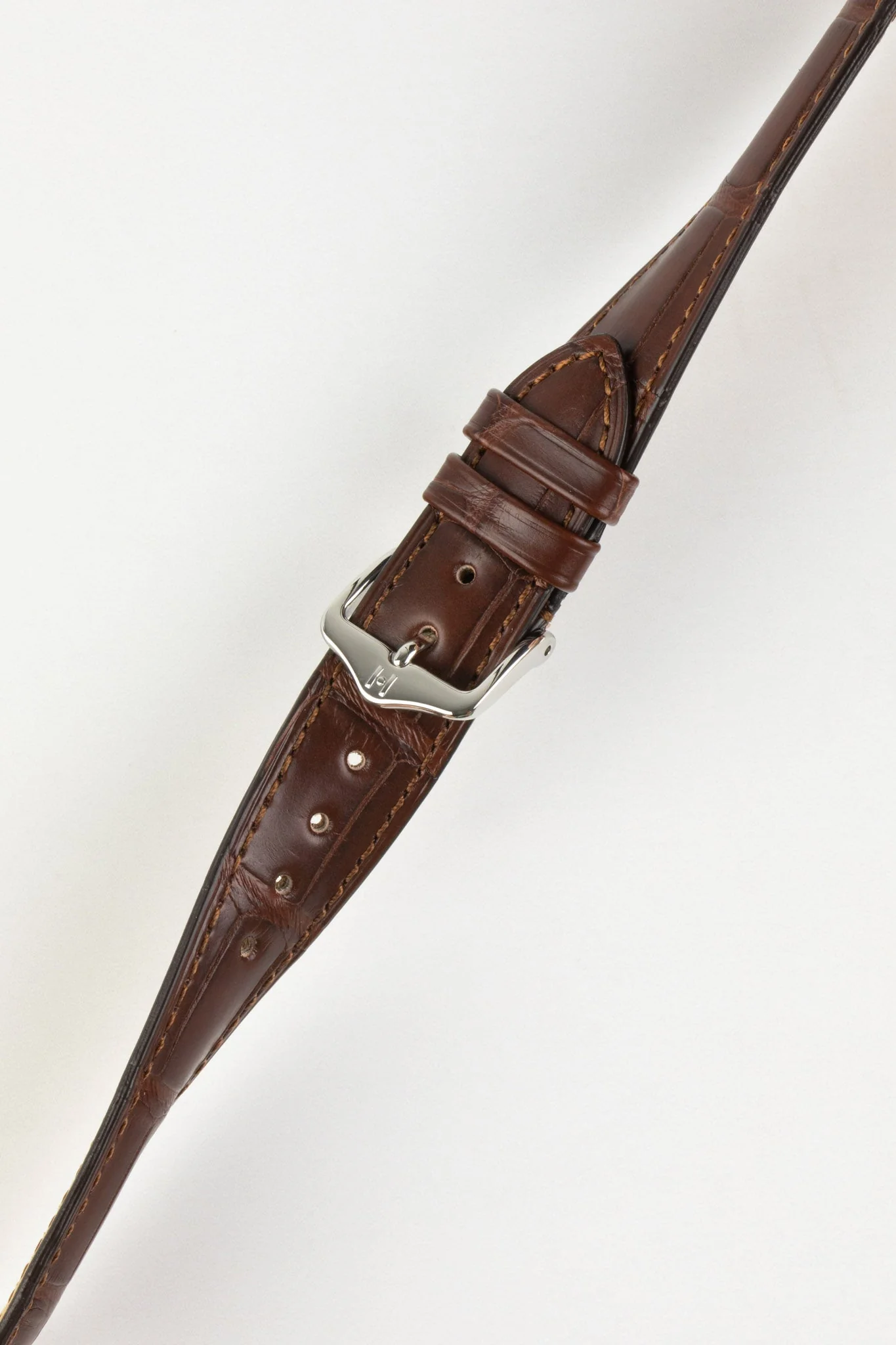 Hirsch LONDON Matt Alligator Leather Quick-Release Watch Strap in BROWN - Image 3
