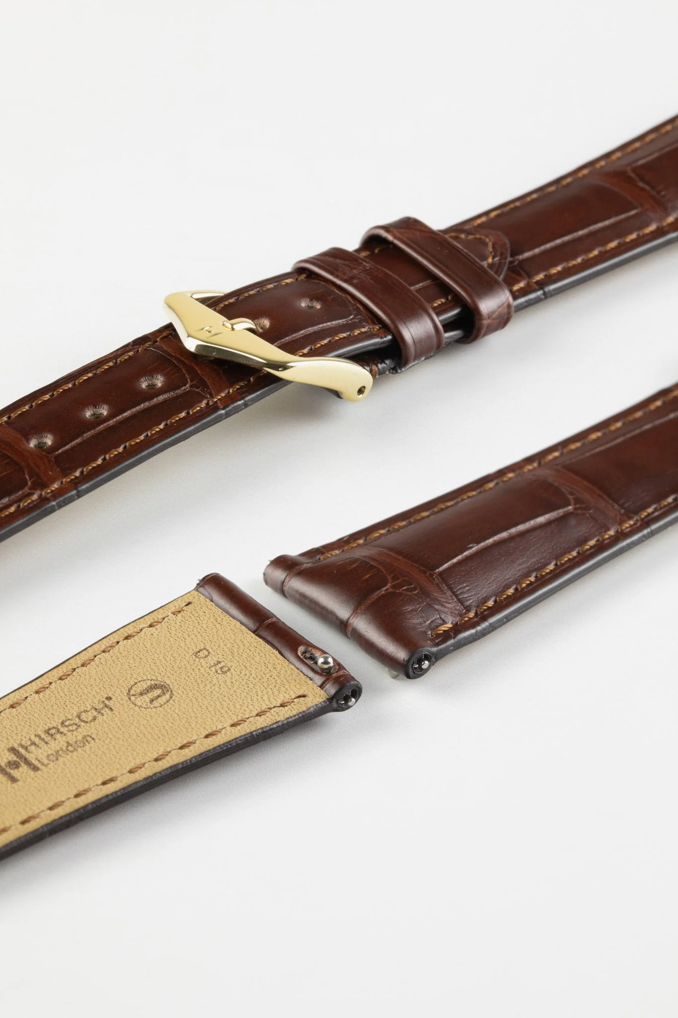 Hirsch LONDON Matt Alligator Leather Quick-Release Watch Strap in BROWN - Image 4